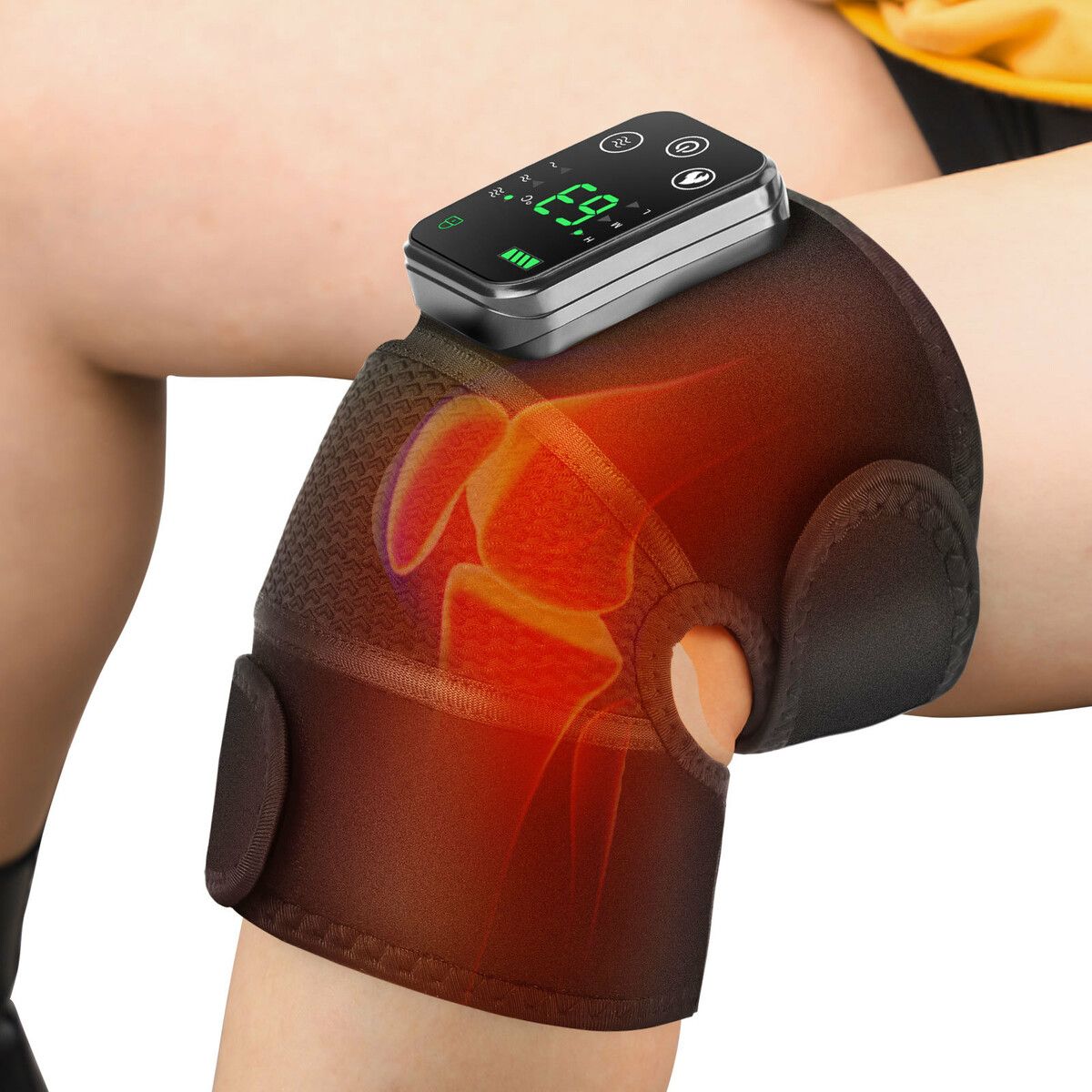 1p Heated Knee Brace Wrap with Massage,Vibration Knee Massager with Heating Pad for Knee  Leg Massager