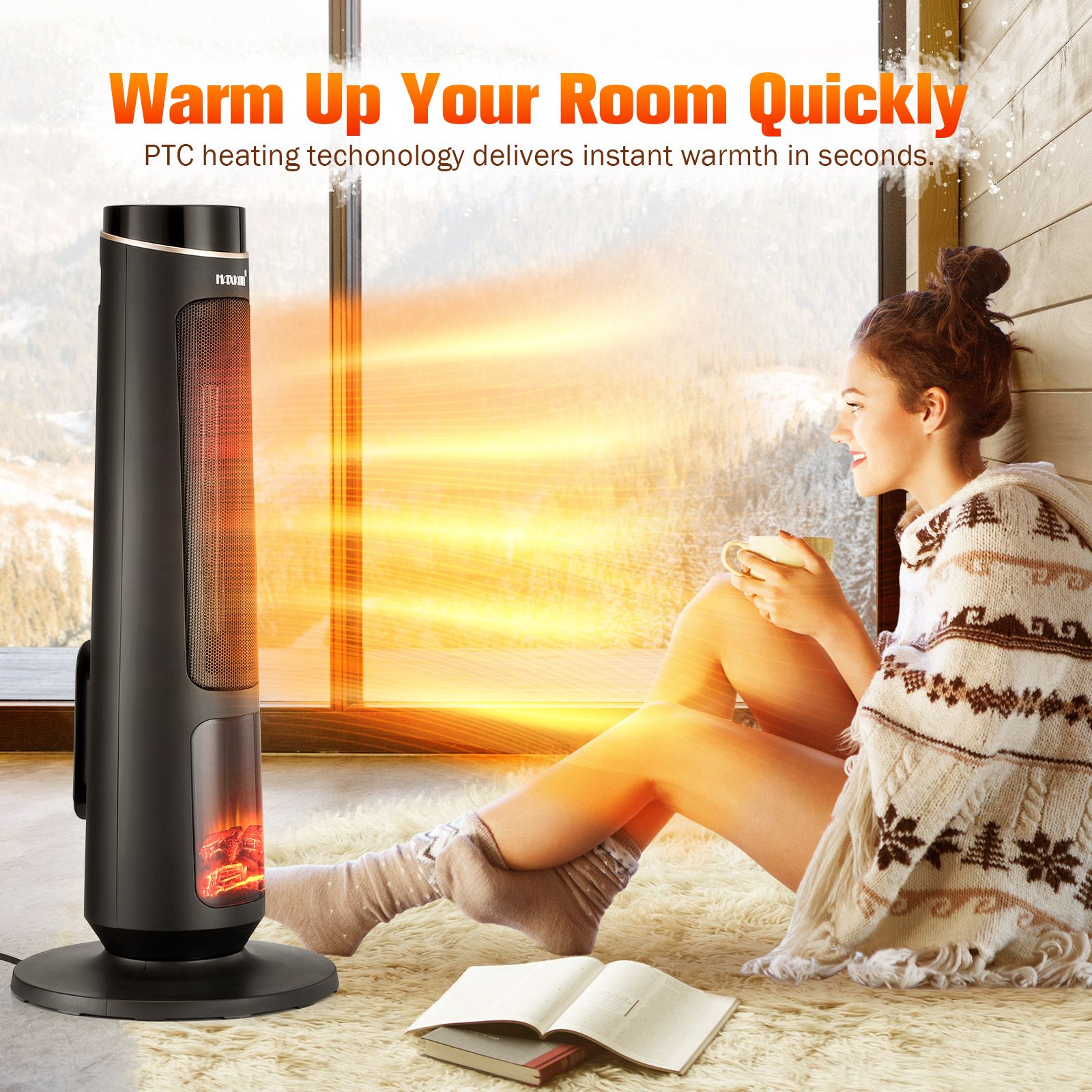 Tower Heater Maxkon Infrared Heater 2000W Electric Heater Space