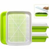 Seed Sprouter Tray BPA Free PP Soil-Free Big Capacity Healthy Wheatgrass Grower Sprouting Container Kit with Lid (2Pack,Green)
