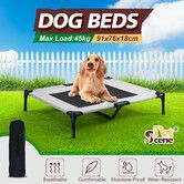 Dog Bed Trampoline Large Pet Elevated Sofa Raised Cot Outdoor Camping Indoor Portable Durable Washable Grey L