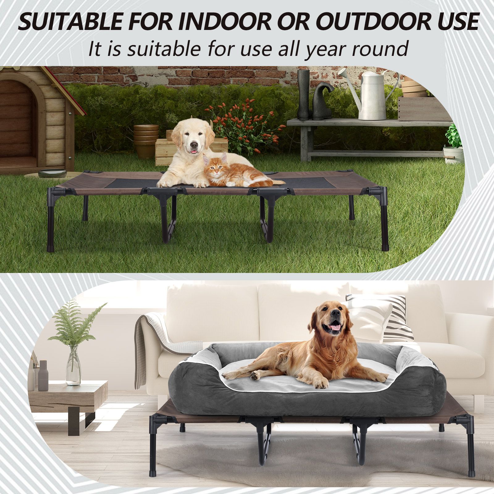 Dog Trampoline Bed Extra Large Pet Raised Sofa Elevated Cot Outdoor Camping Indoor Portable