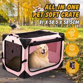 Pet Dog Bird Crate Cage Cat Rabbit Hutch Bunny Carrier Travel Indoor Car Outdoor Soft Foldable Extra Large Pink