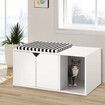 Cat Litter Box Enclosure Pet Furniture Hidden House Storage Bench Table Cabinet Kitty Washroom with Cushion