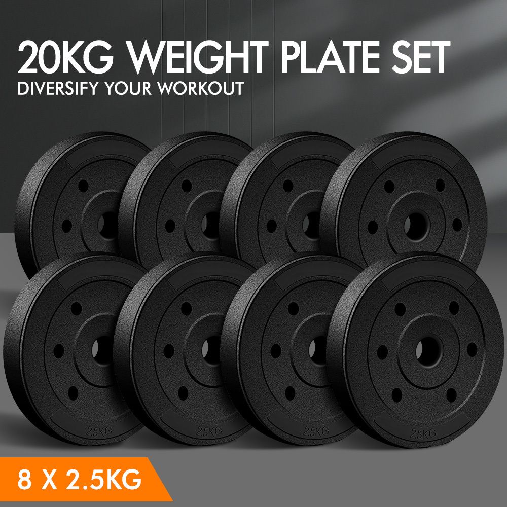 BLACK LORD 20kg Weight Plate Set Barbell Dumbbell Weight Lift Bench Squat Rack