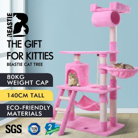 Beastie Cat Tree Scratching Post Scratcher Tower Condo House Furniture Wood 140