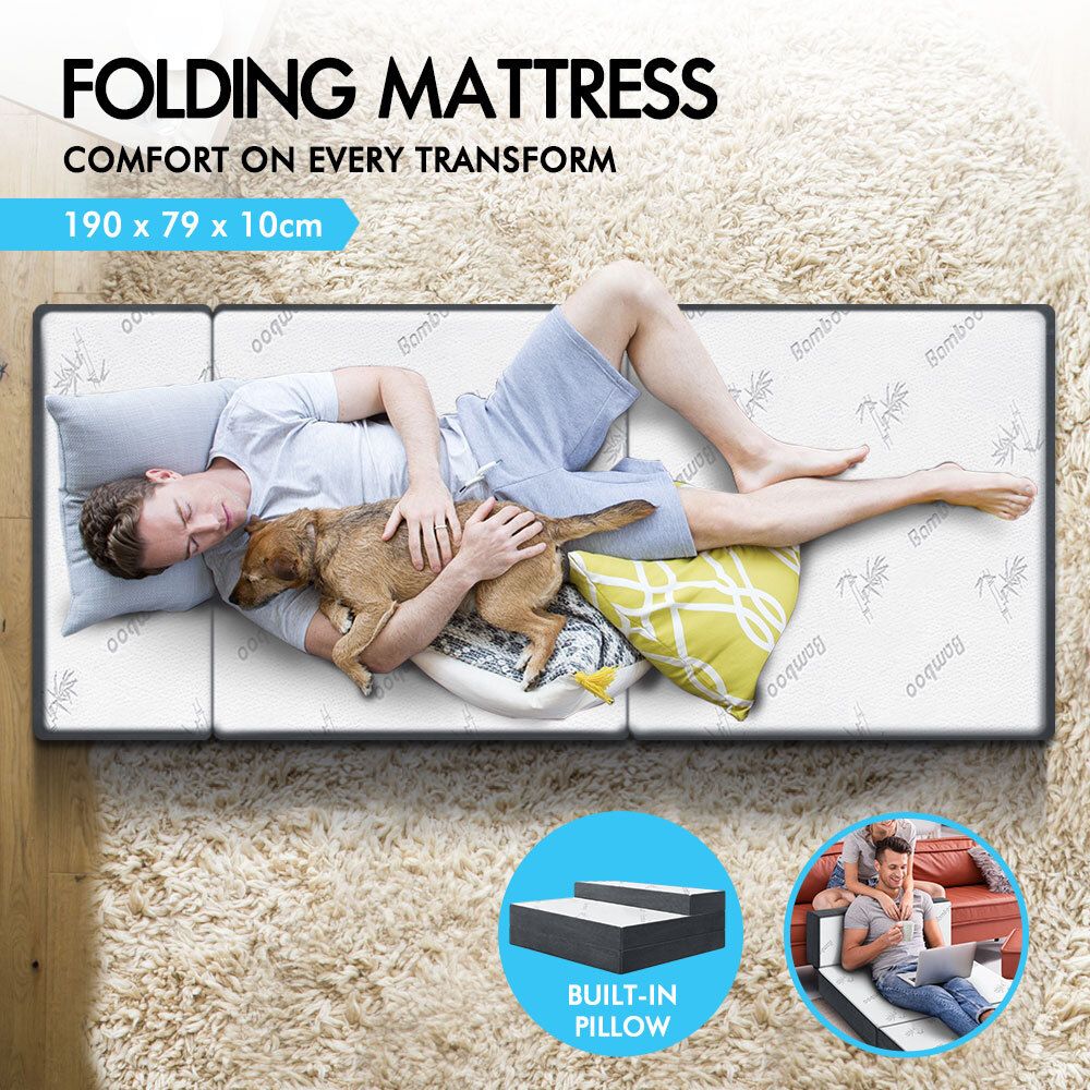 STARRY EUCALYPT Folding Mattress Bamboo Foldable Sofa Lounge Portable Single