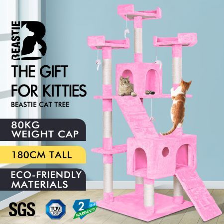 Beastie Cat Tree Scratching Post Scratcher Tower Condo House Furniture Wood 180