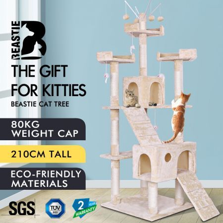 Beastie Cat Tree Scratching Post Scratcher Tower Condo House Furniture Wood 210