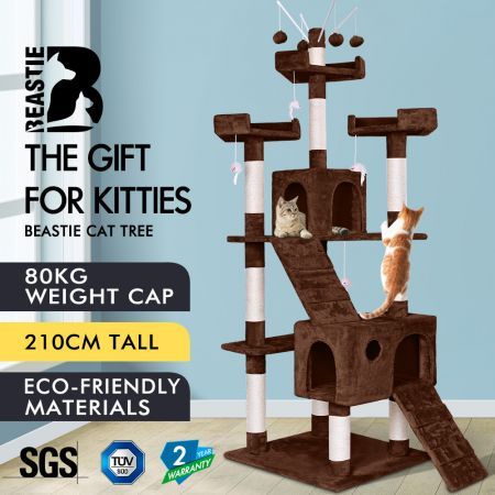 Beastie Cat Tree Scratching Post Scratcher Tower Condo House Furniture Wood 210