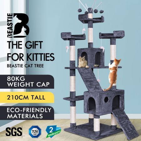 Beastie Cat Tree Scratching Post Scratcher Tower Condo House Furniture Wood 210