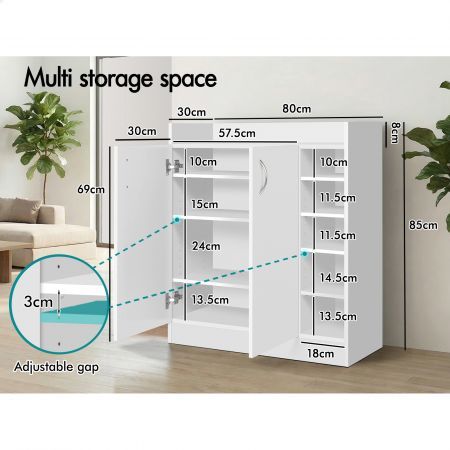 ALFORDSON Shoe Cabinet Storage Rack Drawer Organiser Shelf 21 Pairs White