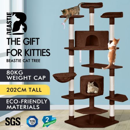 Beastie Cat Tree Scratching Post Scratcher Tower Condo House Furniture Wood 202