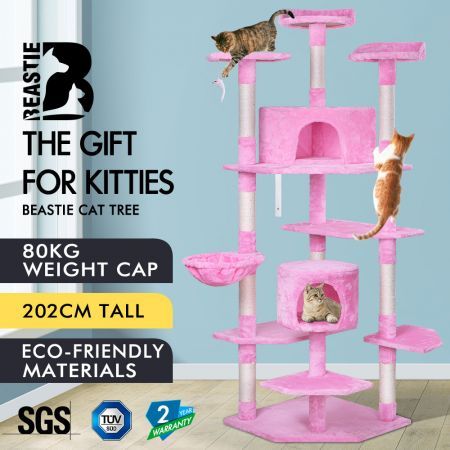 Beastie Cat Tree Scratching Post Scratcher Tower Condo House Furniture Wood 202