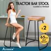 ALFORDSON 2x Bar Stools 65cm Tractor Kitchen Wooden Vintage Chair Natural