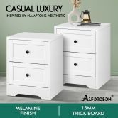 ALFORDSON 2x Bedside Table Hamptons Nightstand Storage Side End Cabinet White