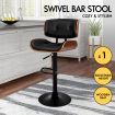 ALFORDSON 1x Bar Stool Kitchen Swivel Chair Wooden Leather Gas Lift Odette