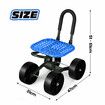 Garden Seat Stool with Wheels Pad Farm Cart Rolling Gardening Work Folding Height Adjustable 360 Degree Rotate Home Yard Weeding Helper Blue