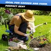 Garden Stool Seat on Wheels Gardening Farm Cart Rolling Pad Height Adjustable 360 Degree Rotate Folding Weeding Helper Home Yard Work Blue