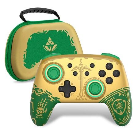 Switch Controller,Wireless Switch Pro Controllers with Controller Storage Case,Switch Remote Gamepad with NFC,Turbo,Vibration,Wake Up and Motion Control Function (Zelde Tears of The Kingdom Green:Pro Controller+Bag)