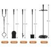 5PCS Fireplace Tool Set Firepit Accessories Poker Fire Tongs Shovel Brush Black Cast Iron