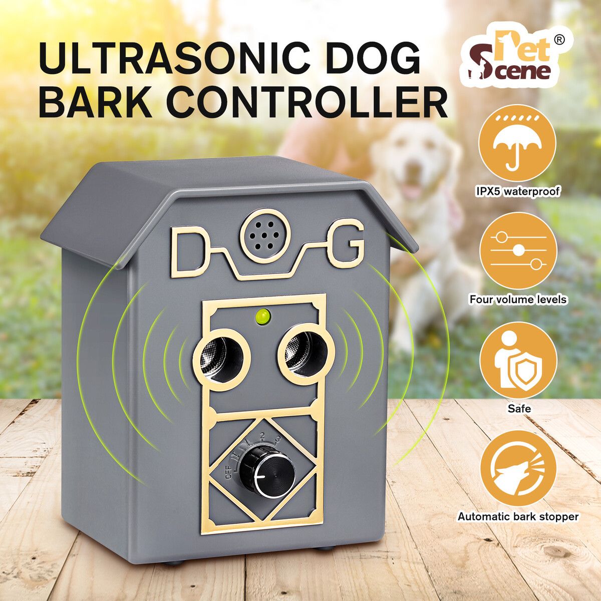 Dog Anti Barking Device Stopper Clicker Ultrasonic Stop Bark Repeller Deterrent Control Silencer 15m Range 4 Levels Waterproof Birdhouse Shape