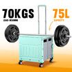 Foldable Shopping Cart Trolley Basket with Wheels Utility Grocery Market Rolling Crate Personal Storage Seat Portable Camping Travel 75L