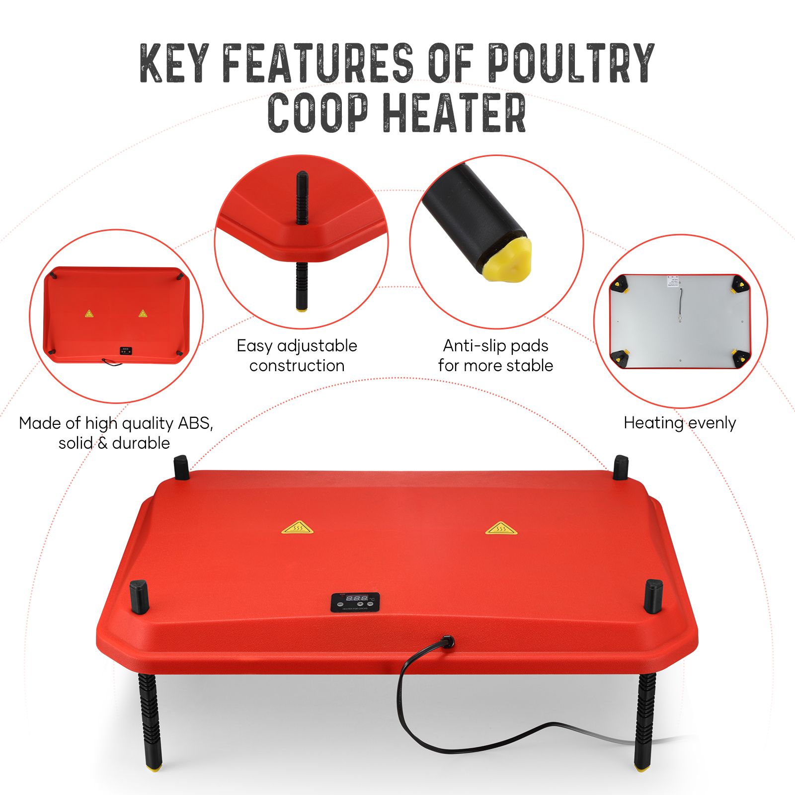 Chick Brooder Heating Plate Warmer Chicken Coop Brooding Heater Poultry Duckling Chook 40x60cm 40-50 Chicks Adjustable Height