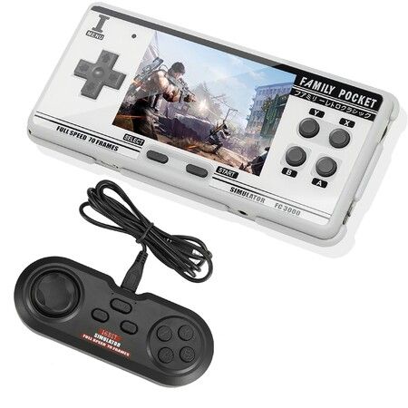 Handheld Game Console Emulator Console HD AV Output HD Screen 5000 Classic Games Portable Video Game(Grey+Controller)