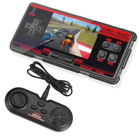 Handheld Game Console Emulator Console HD AV Output HD Screen 5000 Classic Games Portable Video Game(Black+Controller)