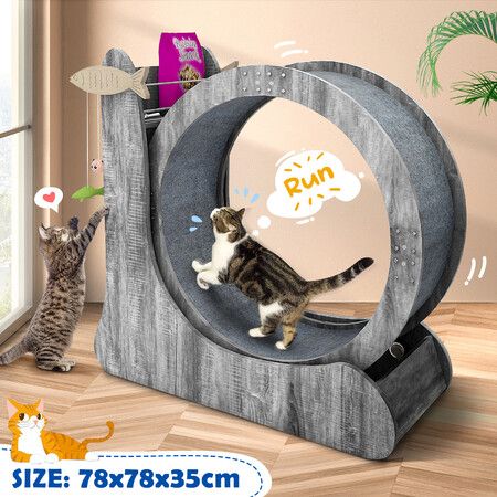 Cat Exercise Wheel Toy Scratcher Furniture Running Exerciser Treadmill Scratching Board Post Roller Play Gym Sports Equipment with Carpet Runway