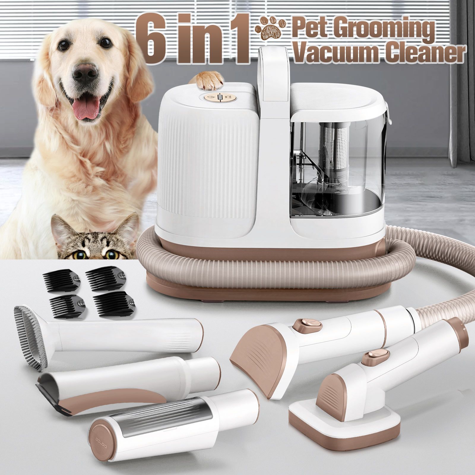 Pet Grooming Kit Vacuum Cleaner Dog Cat Hair Remover Clipper Deshedding