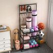 Yoga Mat Ball Storage Rack Weight Dumbbell Kettlebell Shelves Shelf Garage Racking Holder Steel Stand Gym Organizer with Hooks Wheels