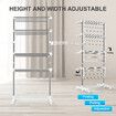 4 Tier Clothes Airer Clothing Drying Rack Cloth Coat Pants Hanger Portable Standing Foldable Laundry Holder Stand with Shelves and Wheels