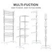 4 Tier Clothes Airer Clothing Drying Rack Cloth Coat Pants Hanger Portable Standing Foldable Laundry Holder Stand with Shelves and Wheels