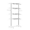 4 Tier Clothes Airer Clothing Drying Rack Cloth Coat Pants Hanger Portable Standing Foldable Laundry Holder Stand with Shelves and Wheels