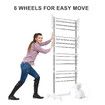 4 Tier Clothes Airer Clothing Drying Rack Cloth Coat Pants Hanger Portable Standing Foldable Laundry Holder Stand with Shelves and Wheels