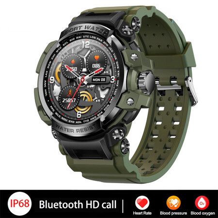 2023 NEW Series  IP68 Waterproof Men Smart Watch Sports Outdoor Sport Smartwatch Men Spo2/HR/BP Fitness Tracker Smart Clock Color  Military Green