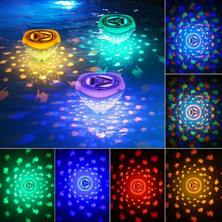 Colorful Floating Lamp Fountain Underwater Light Swimming Pool Waterproof Tub Fish Projector Lamp Bath Light Fish Tank Kids Gift