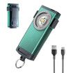 Mini Flashlight Keychain 500 Lumens Rechargeable Pocket Flashlight Magnetic Hat Clip for Travel,Walking,Hiking-Green