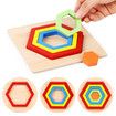 6 pcs Toddler Puzzles Wooden Toys Montessori Shape Sorting Puzzle Sensory Toys Toddlers Activities Preschool Learning Early Educational Travel 1-3