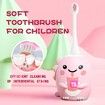 Kids U Shaped Electric Toothbrush with 4 Brush Heads, with 5 Modes, Cartoon Dinosaur 360-Degree Cleaning IPX7 Waterproof Design (6-12 Age (Pink))