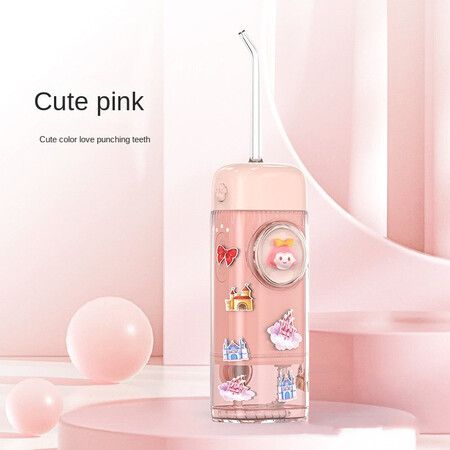 Kid Oral Irrigator Portable Cordless Dental Flosser Teeth Cleaning Oral Care Dental Water Jet Rechargeable Water Flosser?pink?