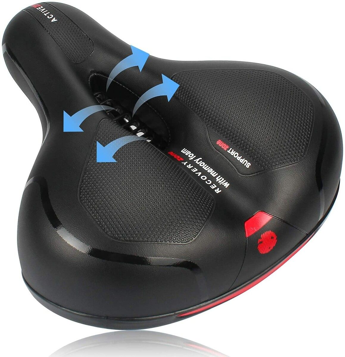 Comfortable Bike Seat With Dual Shock Absorption - Memory Foam Waterproof Saddle With Reflective Tape