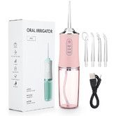 Portable Oral Irrigator Dental Water Flosser USB Rechargeable Water Jet Floss Tooth Pick 4 Jet Tip 220ml 3 Modes