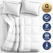 Queen Size Duvet Quilt Goose Feather Down Bed Bedding Winter Comforter Breathable 500GSM Lightweight Cotton Cover White 210x210cm