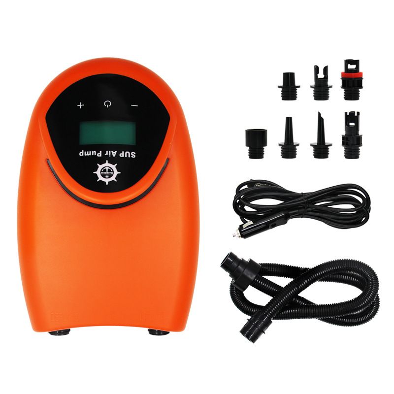 Portable Electric Air Pump 20PSI High Pressure Air Compressor Inflate and Deflate Pump with 7 Nozzles for Inflatable Stand-up Paddle Surfboard Color Orange