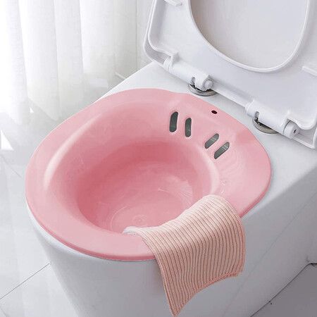 Sitz Bath Toilet SEAT-Perineal Soaking Bath for Postpartum Care, Fits All Toilets (Pink)