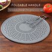 28cm Silicone Splatter Screen Pan Cover with Folding Handle for Frying Pan