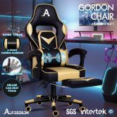 ALFORDSON Gaming Chair with Lumbar Massage Racing Office Gordon - Black & Gold
