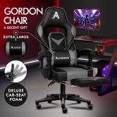 ALFORDSON Gaming Chair with Lumbar Massage Racing Office Gordon - Black & Grey